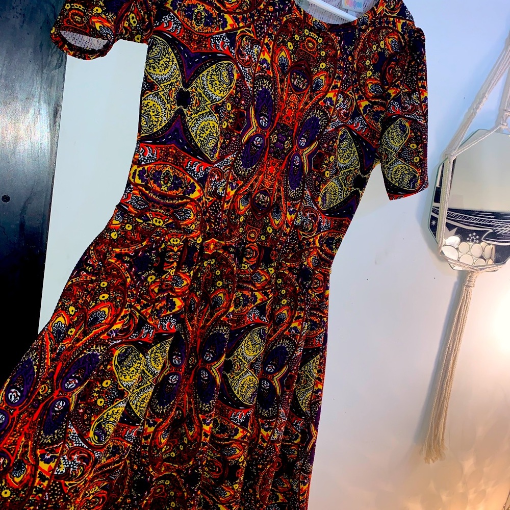 LulaRoe Amelia M Paisley Orange/Purple